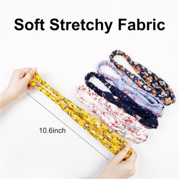 8 Boho Headbands for Women  Floral Print Soft Elastic Hair Bands